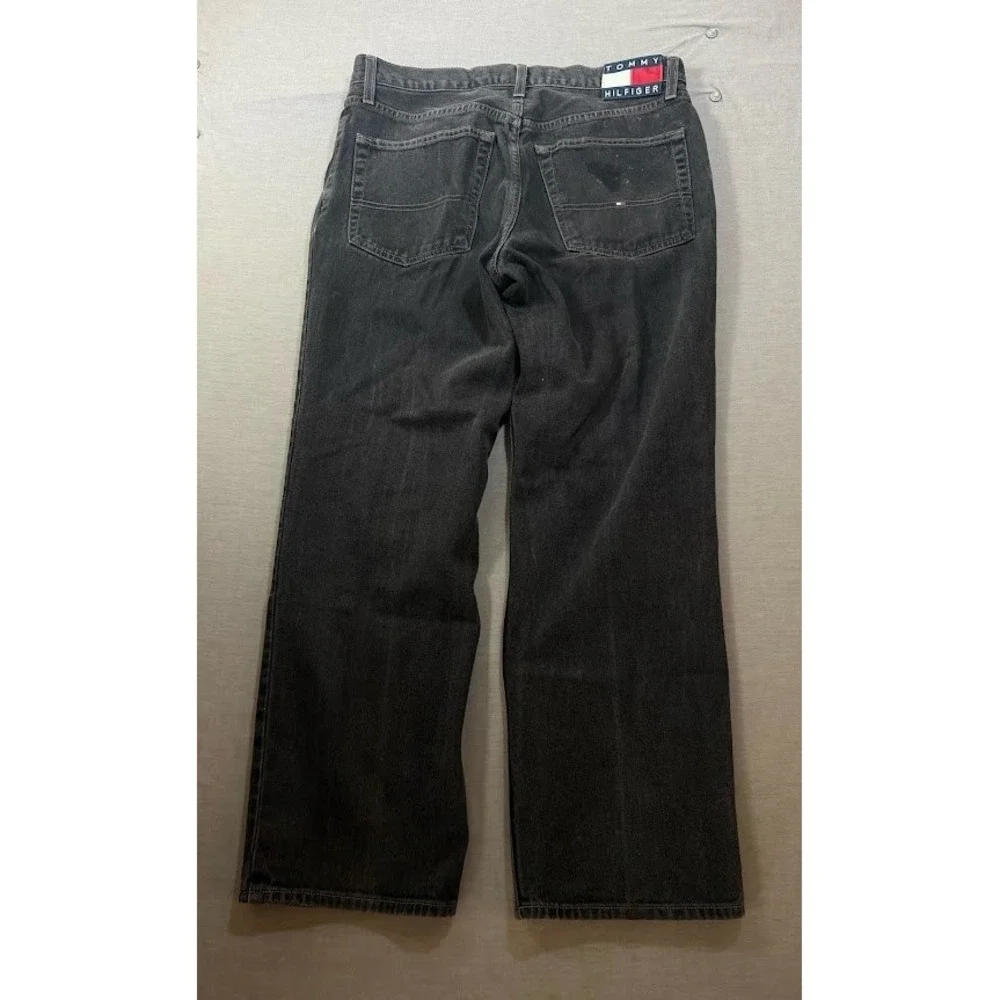 Vintage Tommy Jeans Mens Black Dark Wash‎ Straight Denim Jeans Size 34X28.